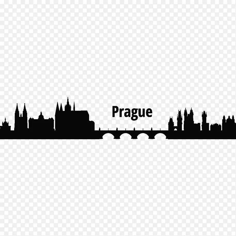 布拉格墙贴天际线-城市地标