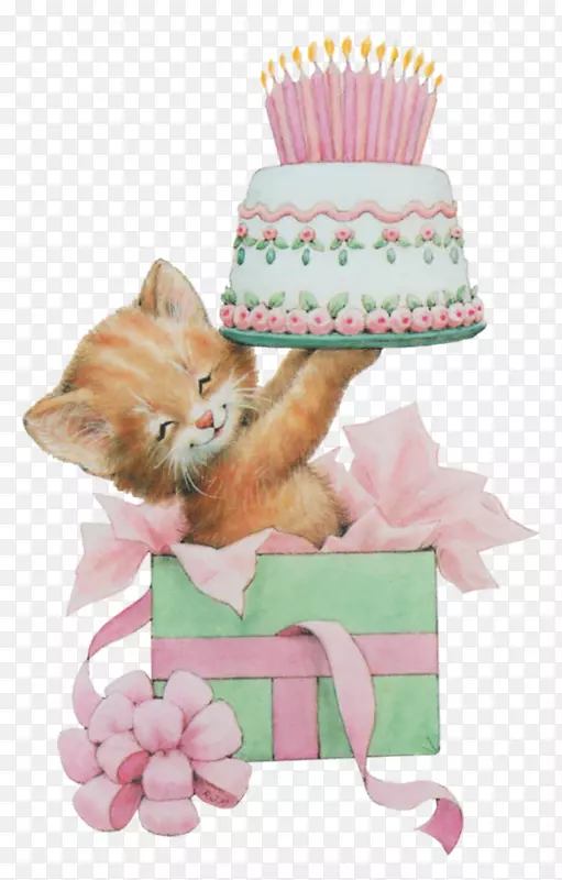生日蛋糕贺卡祝你生日快乐-粉红色贺卡