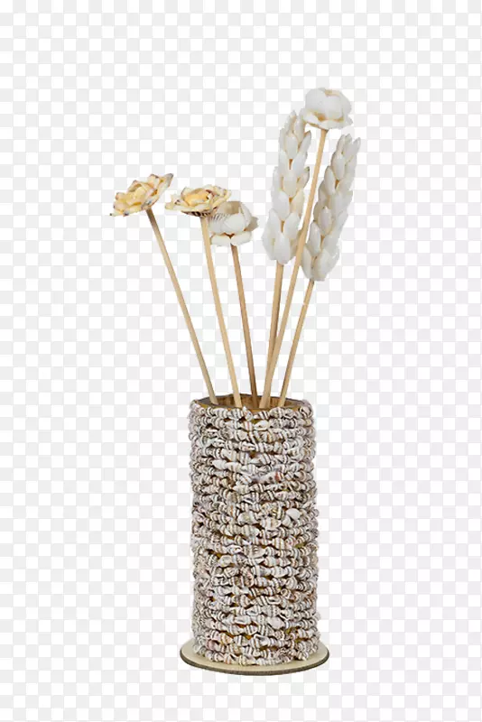 桌子上有海贝壳垫花瓶竹子中式木花瓶在桌子上
