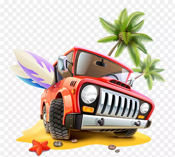 阿拉普扎旅游汽车-夏季海滩椰子林游戏背景