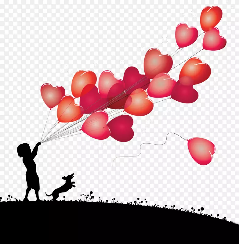 气球儿童爱情剪贴画-很多