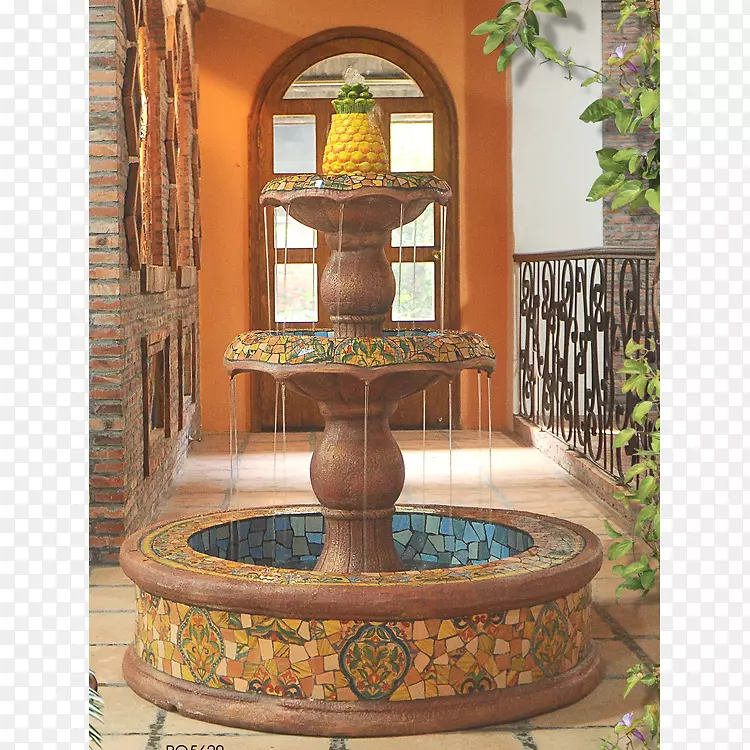 喷泉水特色花园陶瓷马赛克手绘砾石