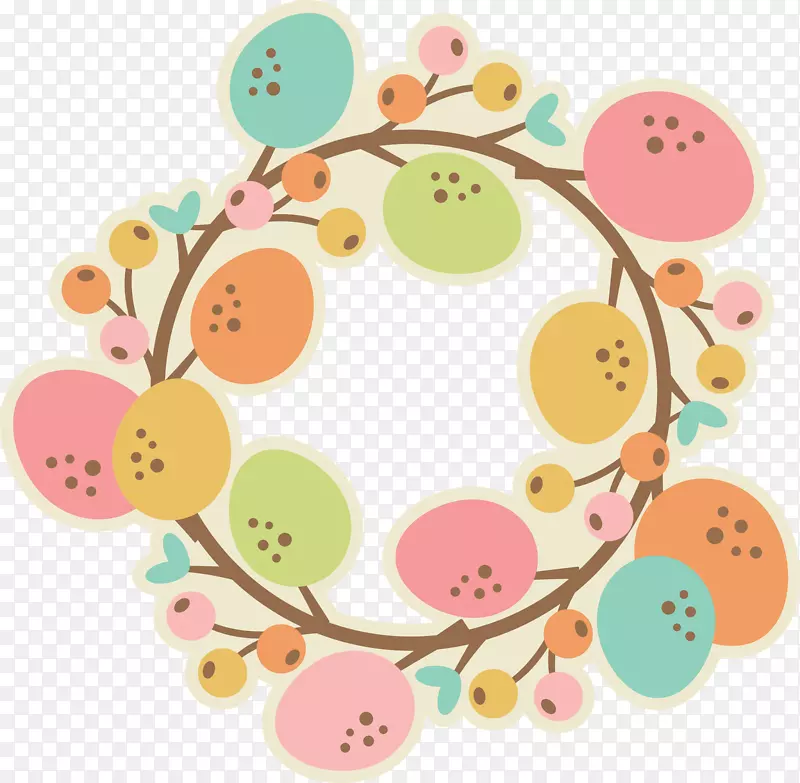 复活节兔子花环复活节彩蛋夹艺术-花圈剪裁