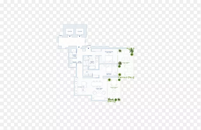 单层露台南滩迈阿密-房地产楼面平面图