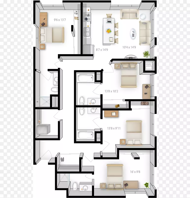 平面图公寓卧室家具平面图