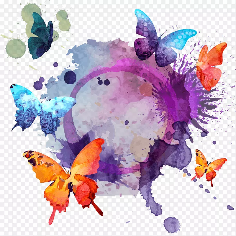 蝴蝶水彩画-画蝴蝶梦