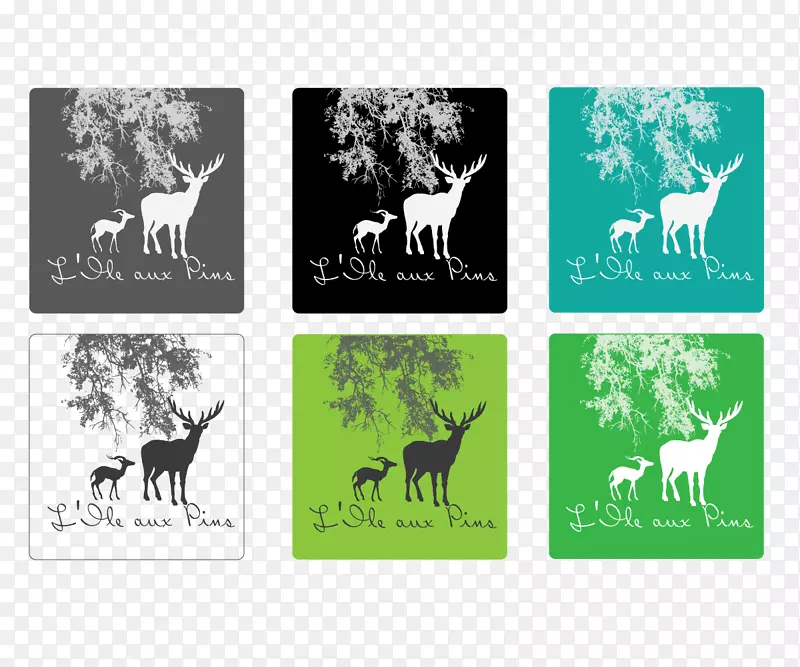 驯鹿标志品牌绿色字体-贺卡设计师