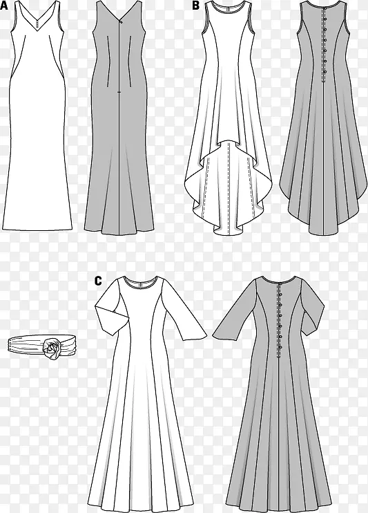 布尔达式晚礼服缝制图案和服图案