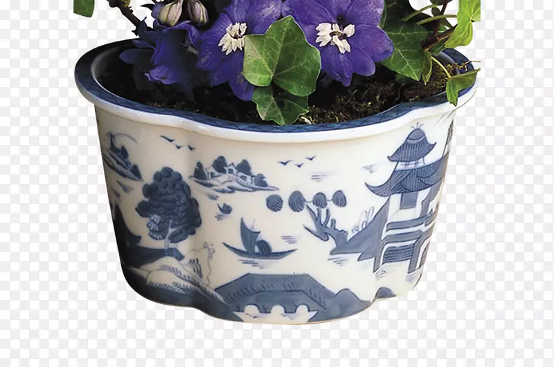 花盆cachepot mottahedeh&公司陶瓷-蓝树枝