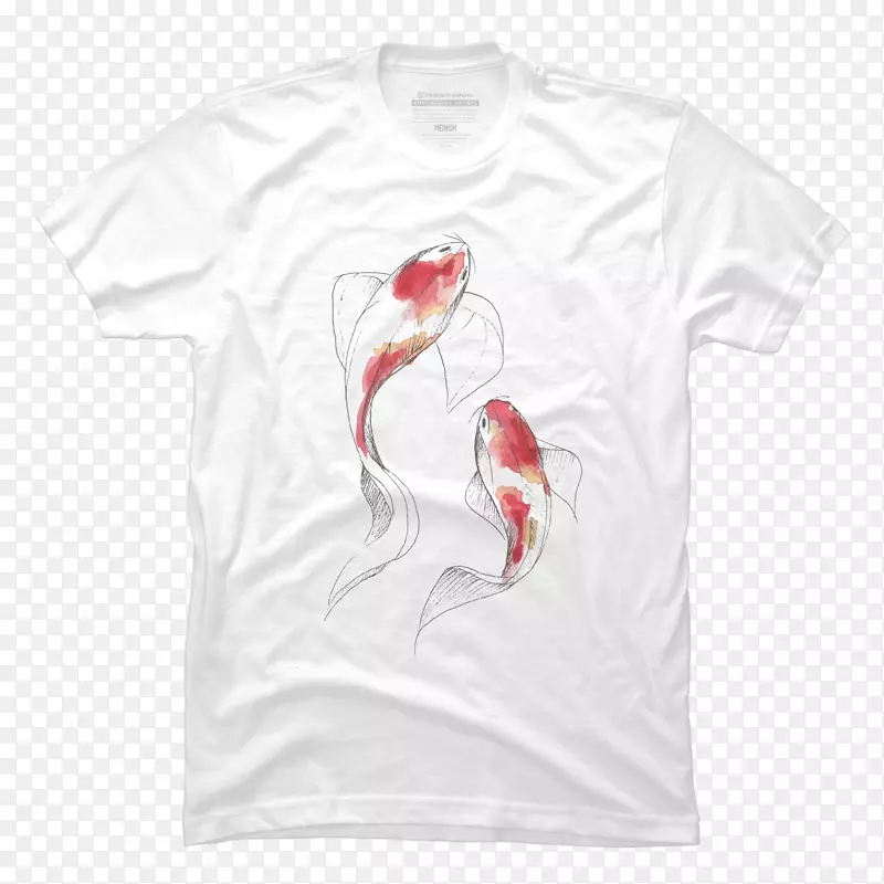 人的T恤水彩画艺术设计-四只锦鲤