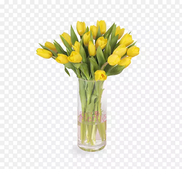 花设计黄色花瓶郁金香切花透明花瓶