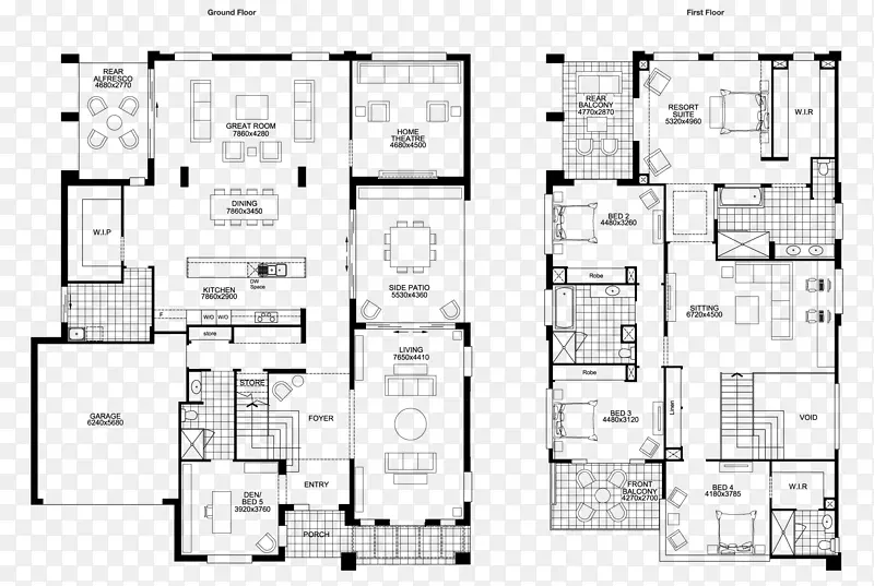 住宅平面图层平面图室内设计服务-庭院