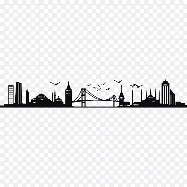 伊斯坦布尔剪影天际线-城市剪影背景