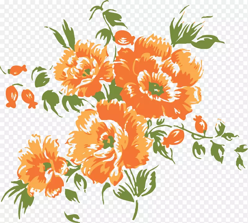 花橙花剪贴画-花