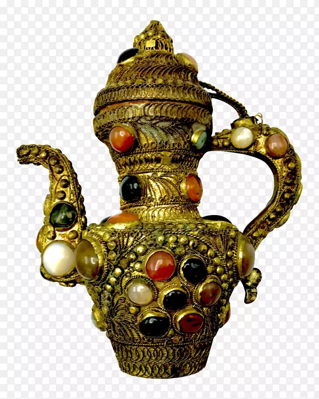古董壶，水壶，宝石，古董