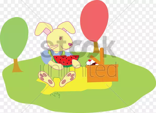复活节兔子野餐兔夹艺术-兔子