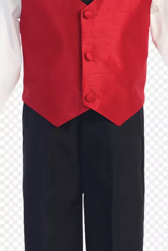 正式穿晚礼服，黑色小礼服，背心，红底衫