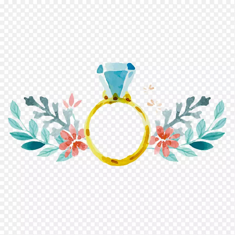 婚礼邀请订婚水彩画戒指