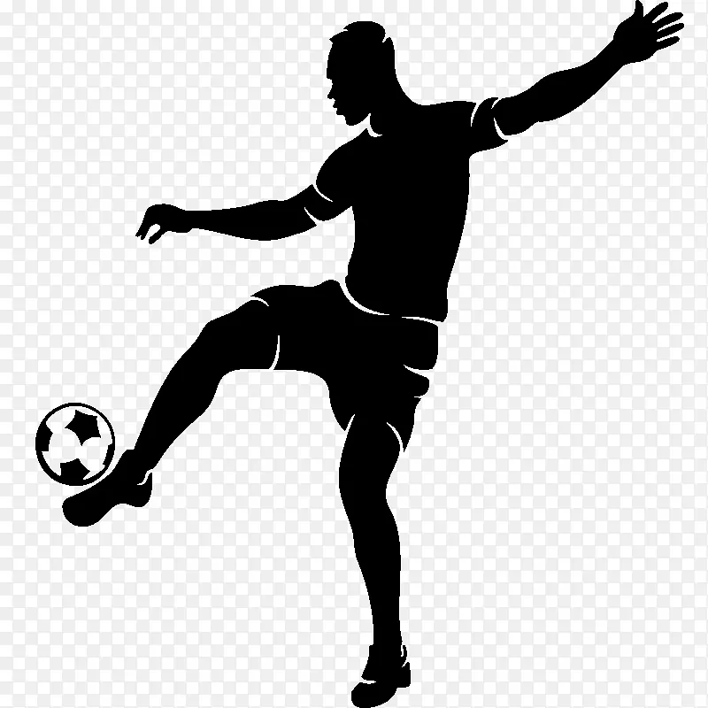 足球运动员轮廓-踢足球剪影人物材料