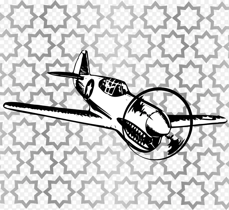 飞机Curtiss p-40型战鹰绘图剪辑艺术-飞机