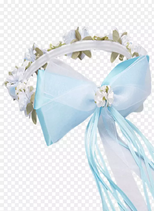 纺织用蓝色缎带花环.丝绸缎子