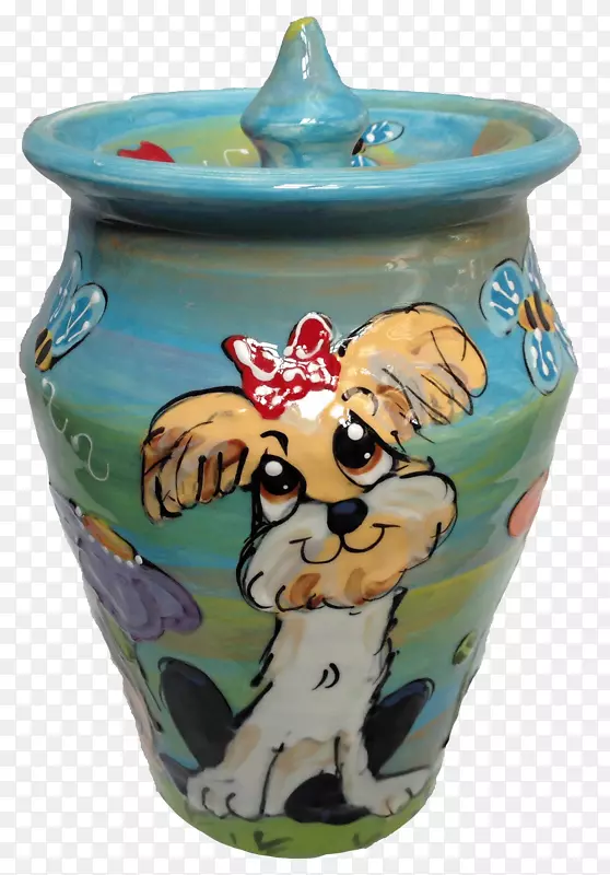 陶瓷花瓶陶器盖子手绘莲花