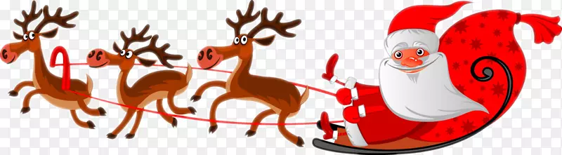 圣诞老人的驯鹿圣诞剪贴画-圣诞老人