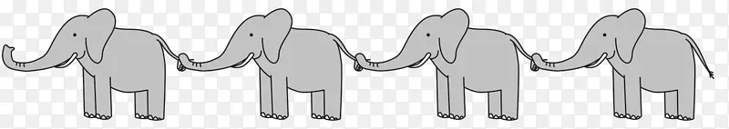 线条艺术剪贴画-大象