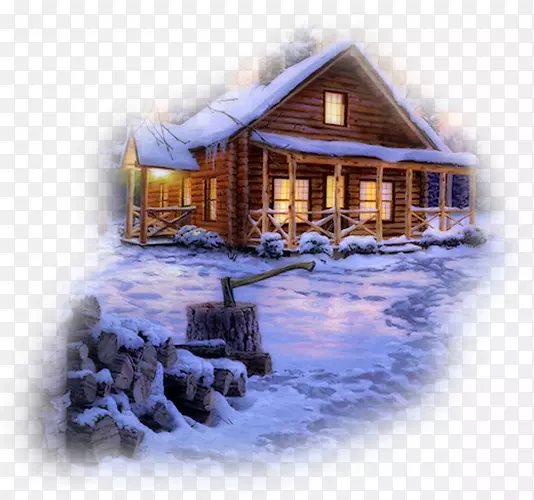 桌面壁纸小房子移动雪木屋