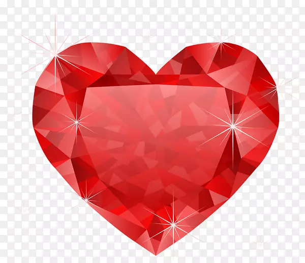 红色钻石心钻石彩色剪贴画-心