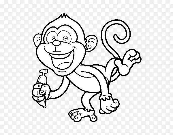 画卡通线条艺术猴子