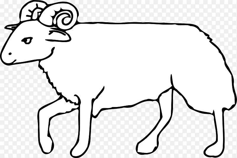 羊着色书狗夹艺术-黑山羊