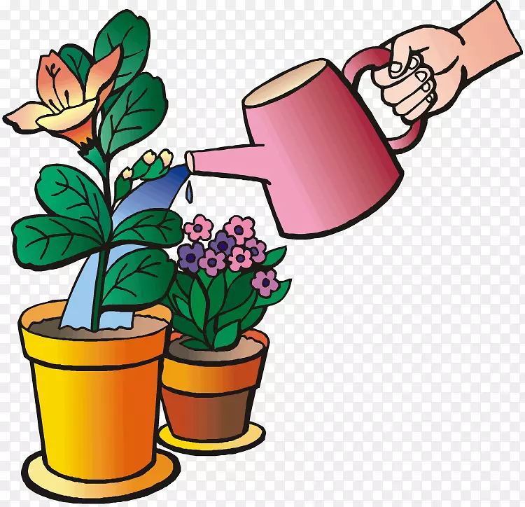 灌水罐，水生植物，剪贴画.植物