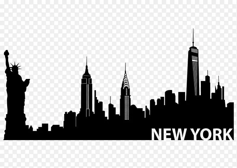 纽约新城天际线剪影壁画剪影