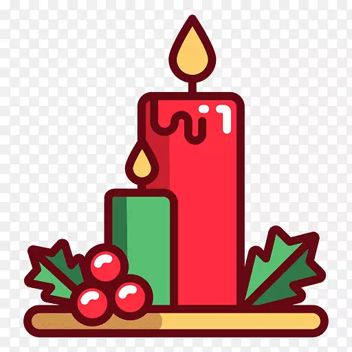 圣诞树蜡烛圣诞装饰剪贴画-圣诞树