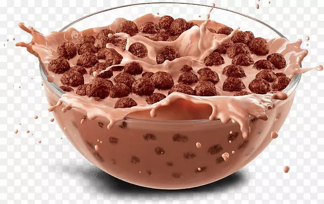 圣代可可Krispies早餐谷类食品巧克力冰淇淋牛奶-牛奶