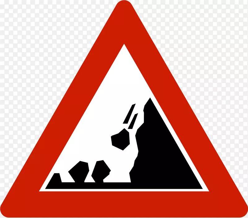 警告标志交通标志落石