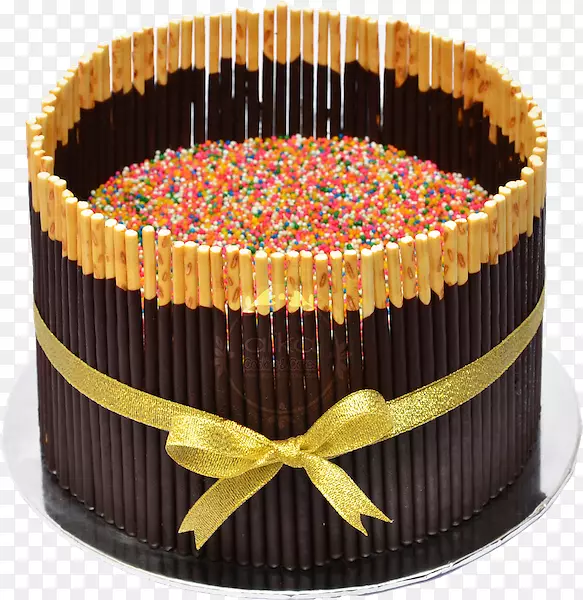 巧克力蛋糕托海绵蛋糕小馅饼洒花庆祝