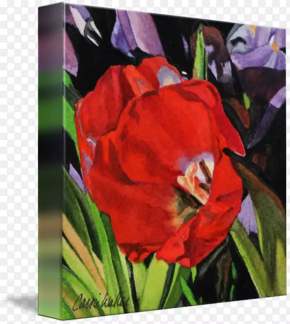 百里香颠茄画廊包覆丙烯酸涂料郁金香帆布-精致的花束