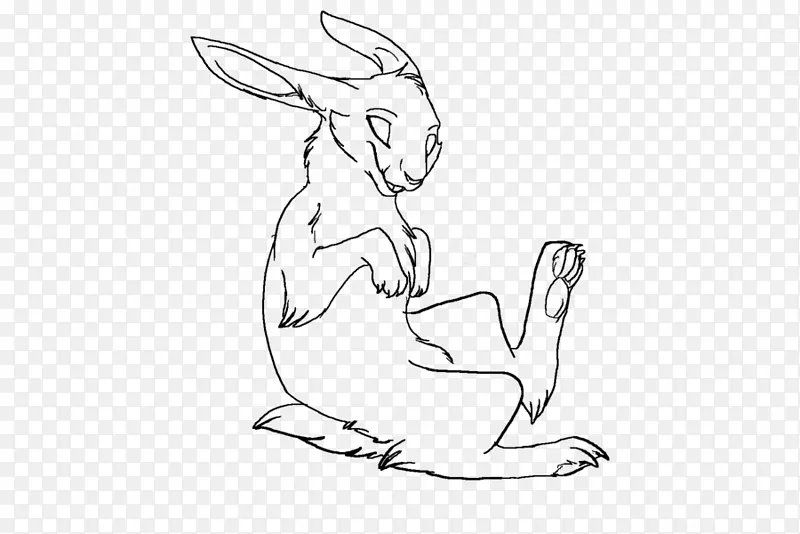 兔线艺术兔卡通素描卡通动物爱好者