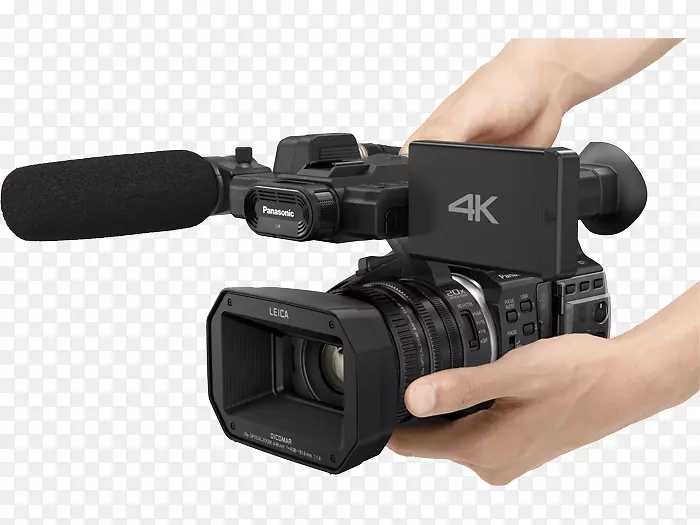 4k分辨率摄像机松下超高清电视带麦克风的手