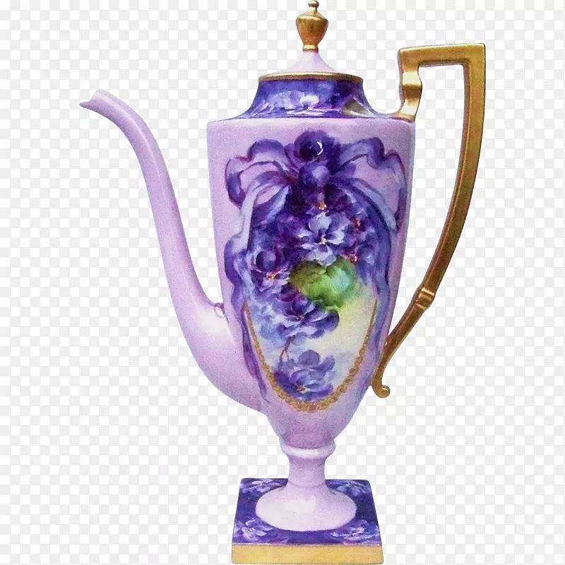 花瓶瓷缸茶壶紫色手绘茶壶