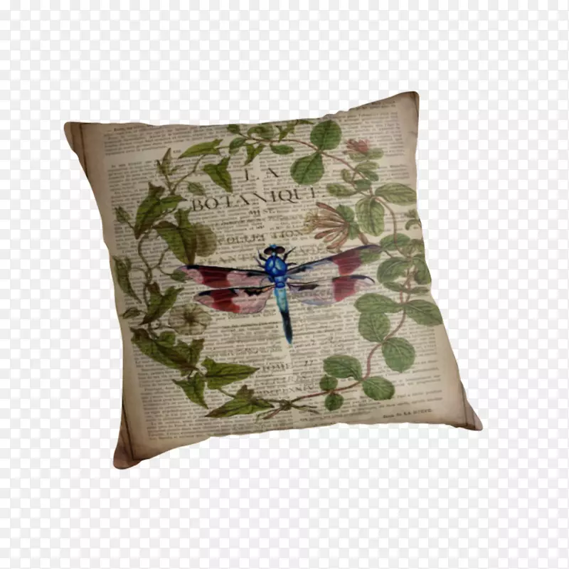 抛枕蜻蜓纸牌坐垫植物学-法国阳伞叶