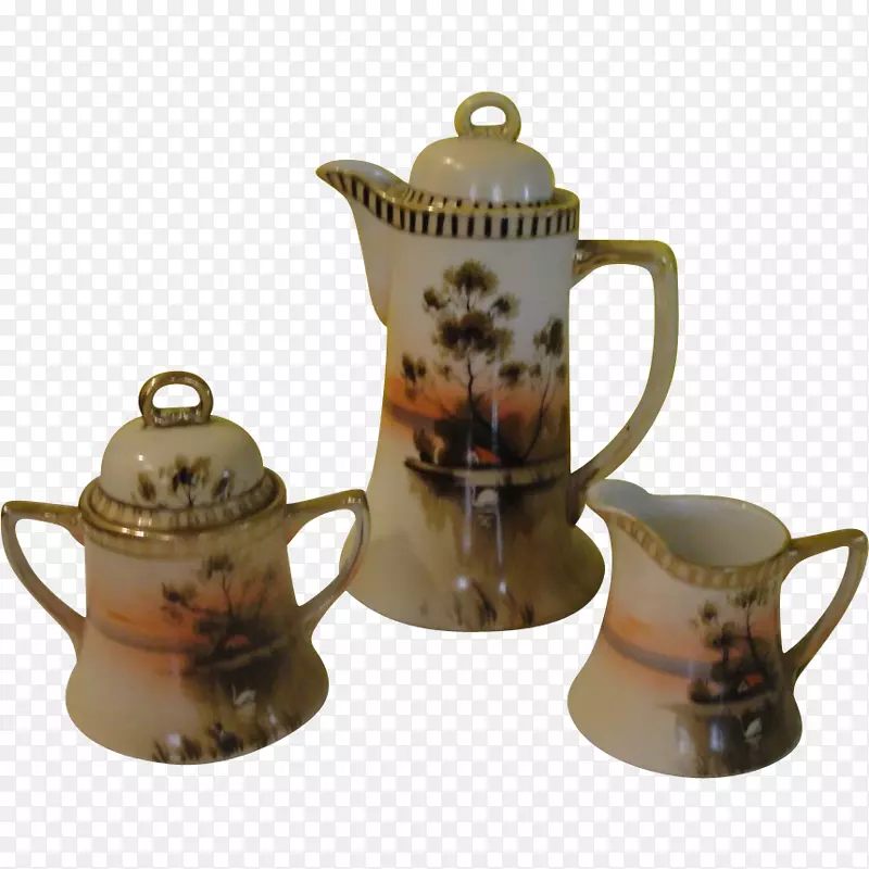 茶壶咖啡杯陶瓷陶器茶壶手绘咖啡