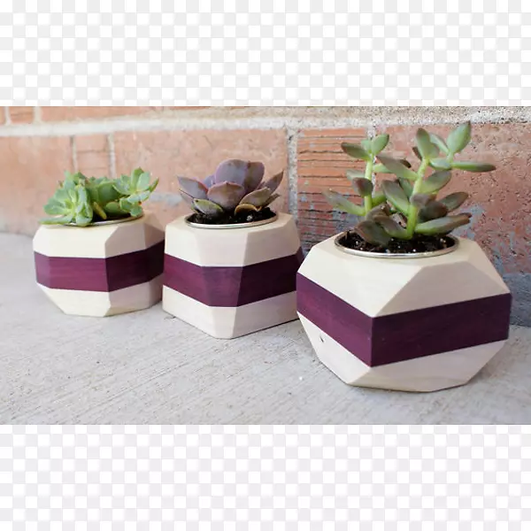 陶瓷花盆紫色彩色几何条纹遮阳