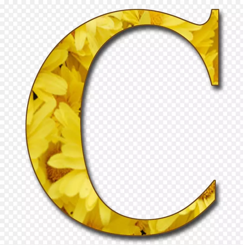 字母黄色字母c-字母花元素