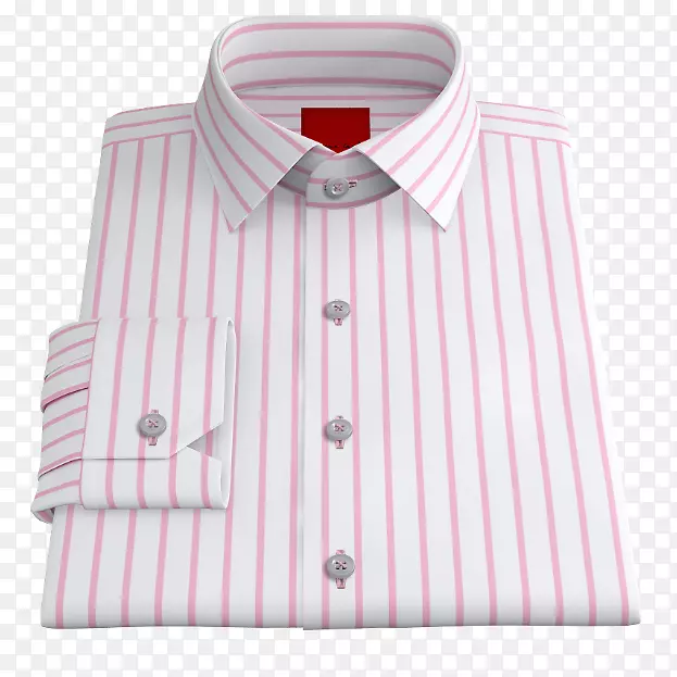 连衣裙衬衫领袖扣粉红色m-粉红色条纹