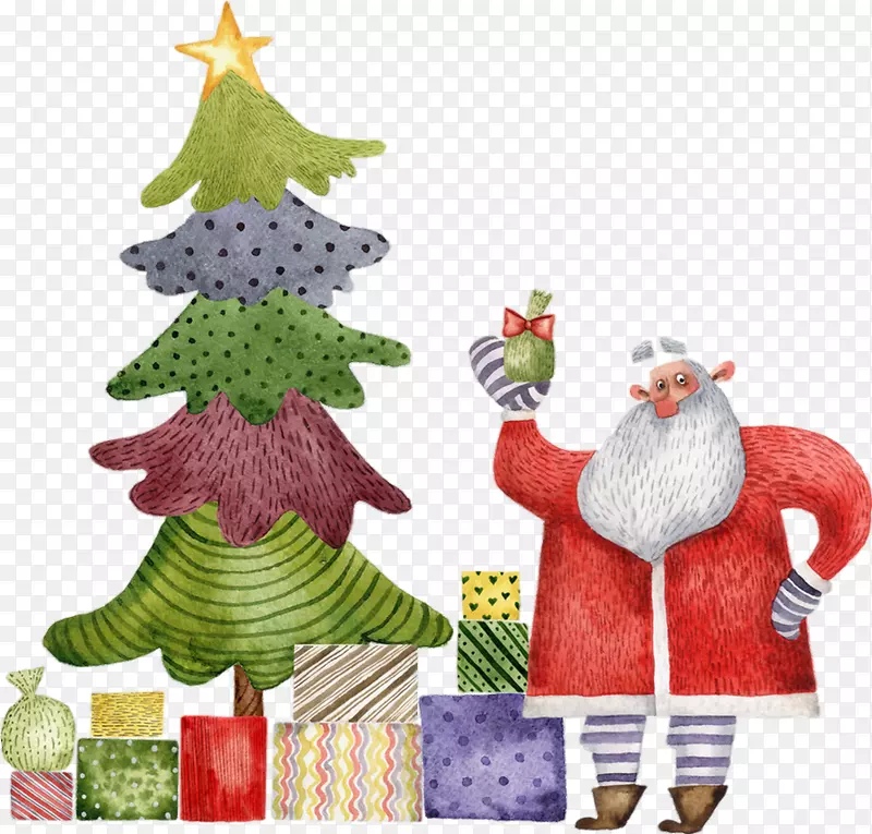 圣诞树圣诞老人礼物-圣诞老人携带礼物
