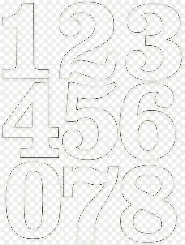 纸数字线艺术白色-一个数字的列表
