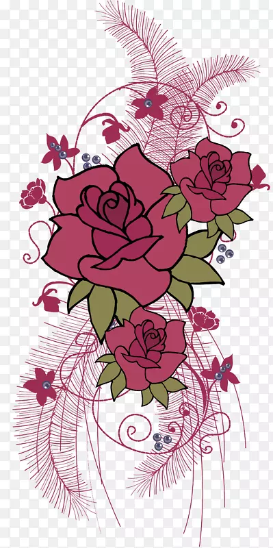 玫瑰花手绘花纹